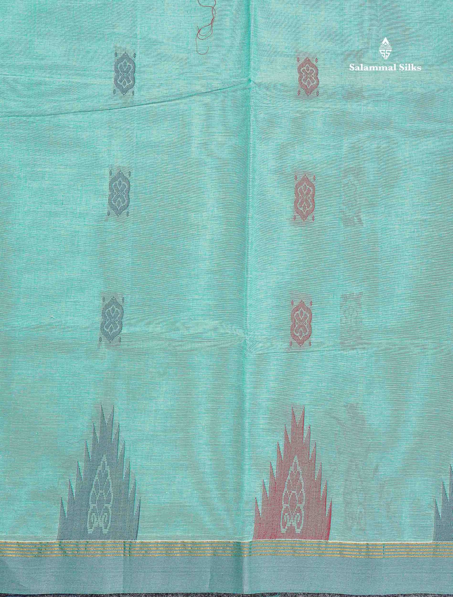 Pure Cotton Saree - Cream Yellow Colour Body Thread Work Butta With Temple Border