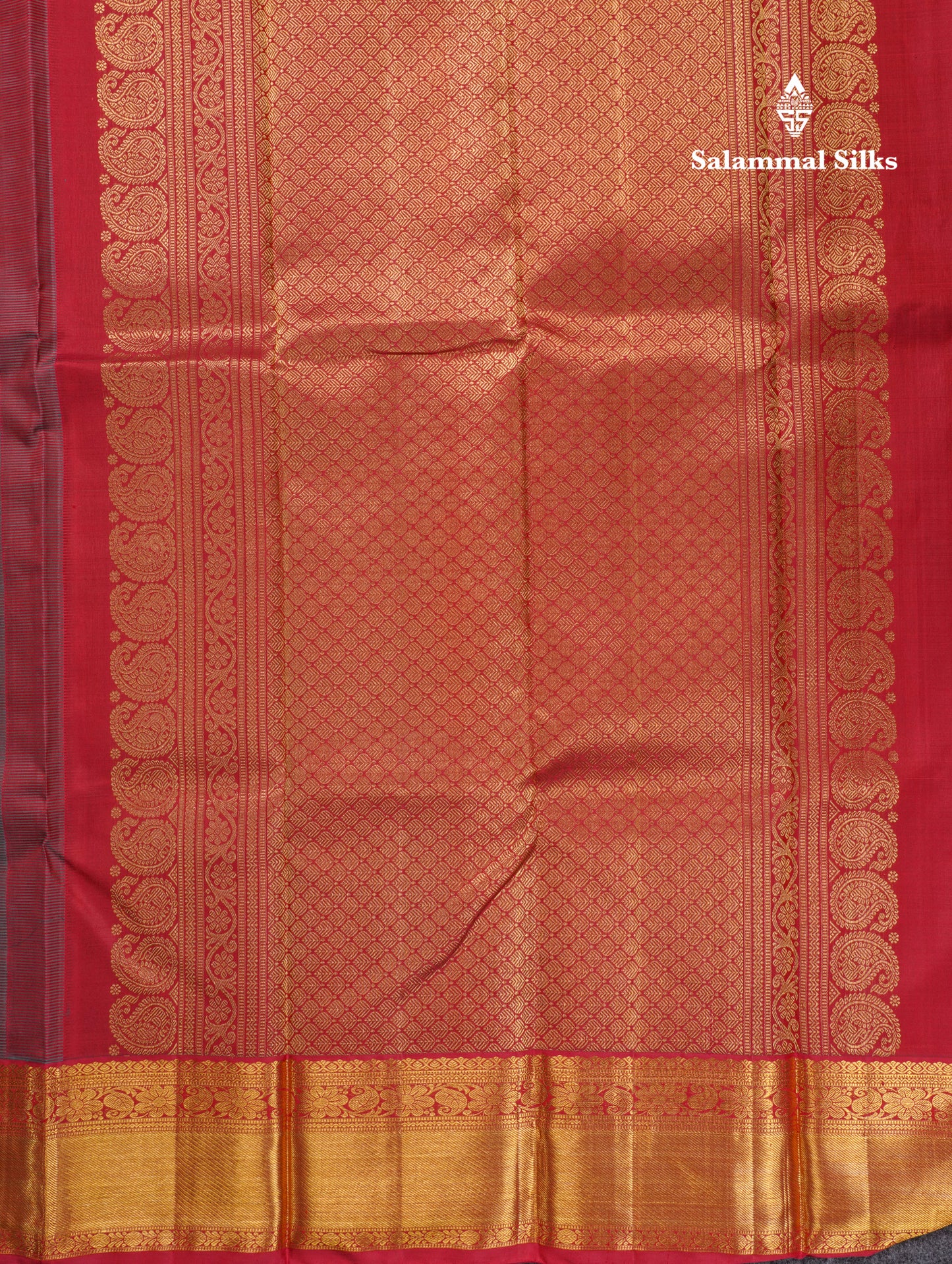 Korvai Ramar Blue Pure Kanjivaram Silk Saree With Contrast Reddish Maroon Border