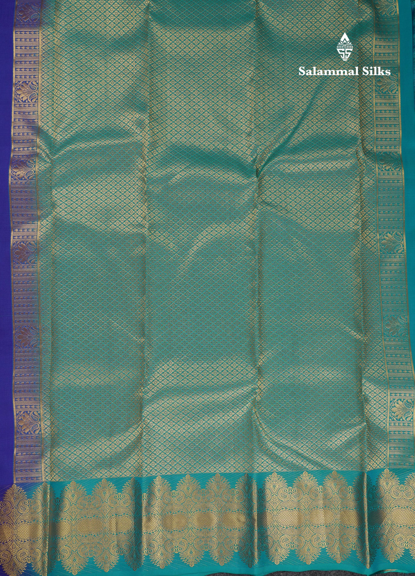 Beautiful Dual Tone Navy Blue Puremix Silk Saree With Contrast Sapphire Green Blouse