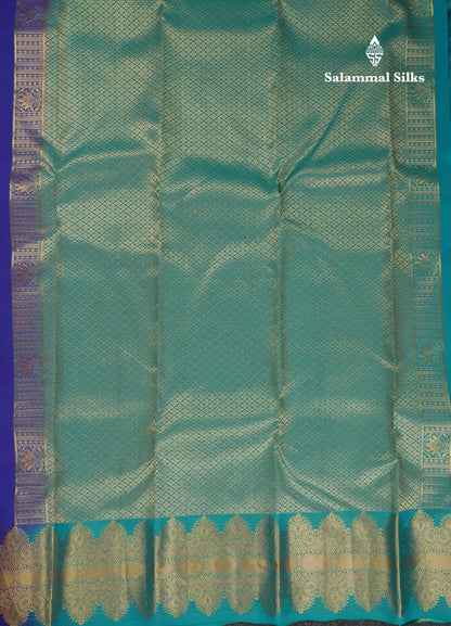 Beautiful Dual Tone Navy Blue Puremix Silk Saree With Contrast Sapphire Green Blouse