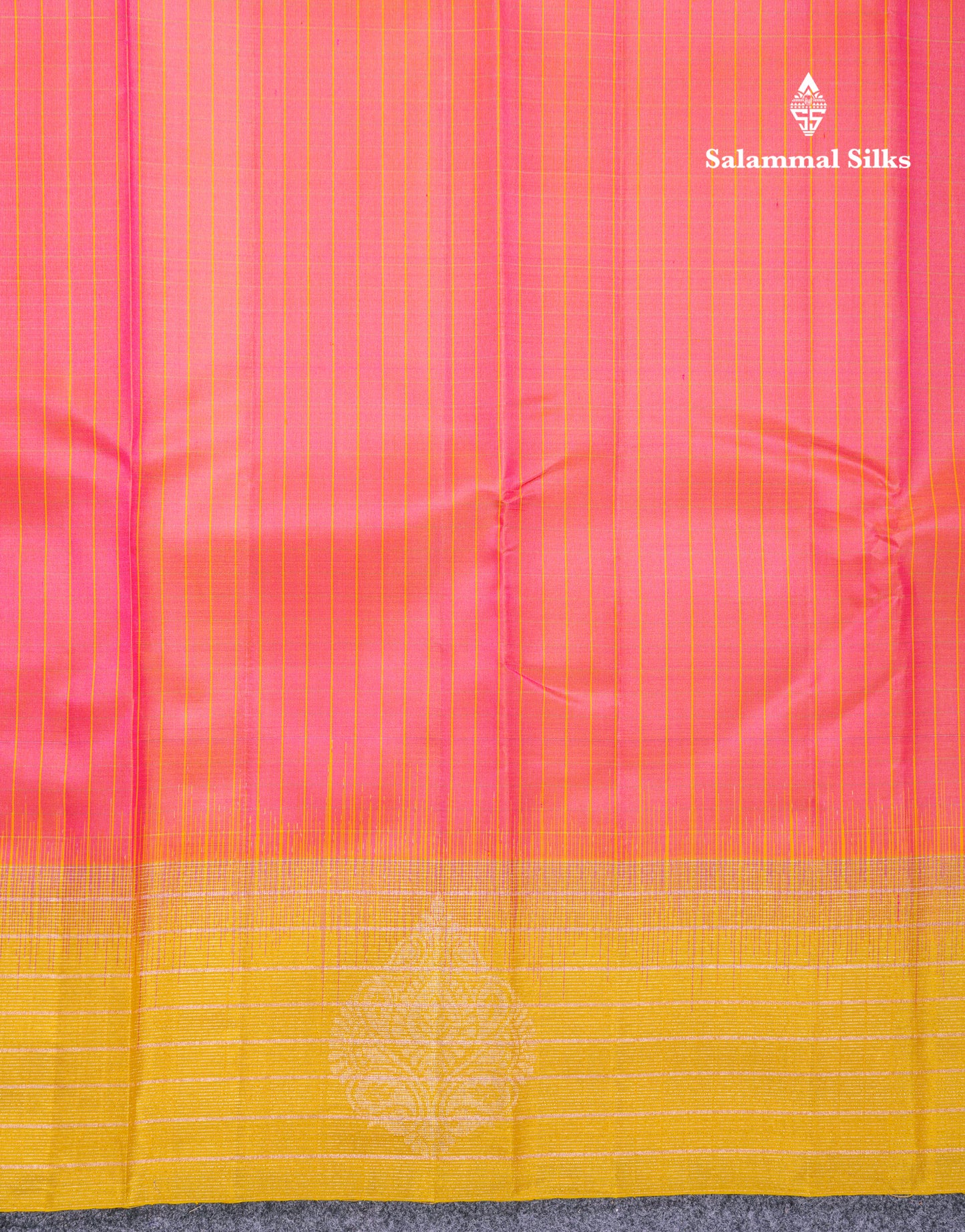 Beautiful Dual Tone Pink Small Checks Fancy Pure Kanjivaram Silk Saree With Contrast Manthulir Yellow Zari Lines Border