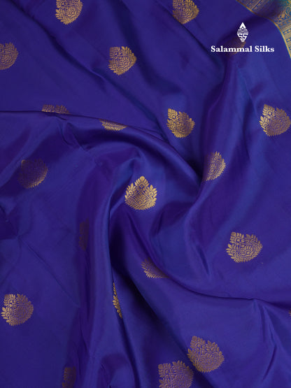 Beautiful Dual Tone Navy Blue Puremix Silk Saree With Contrast Sapphire Green Blouse