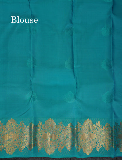 Beautiful Dual Tone Navy Blue Puremix Silk Saree With Contrast Sapphire Green Blouse