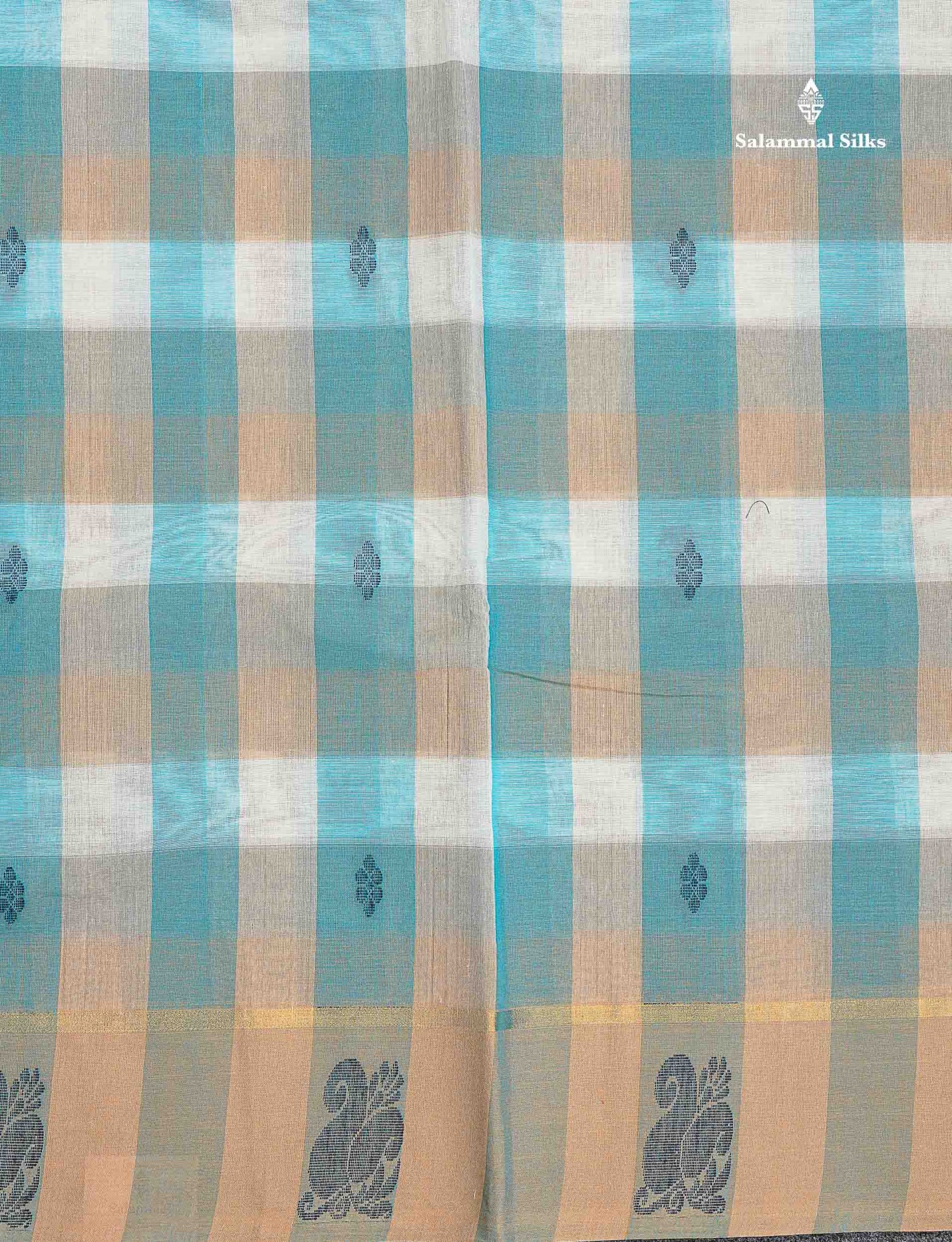 Pure Cotton Saree - Multicolour Colour Body Checks Thread Butta With Contrast Beige Border