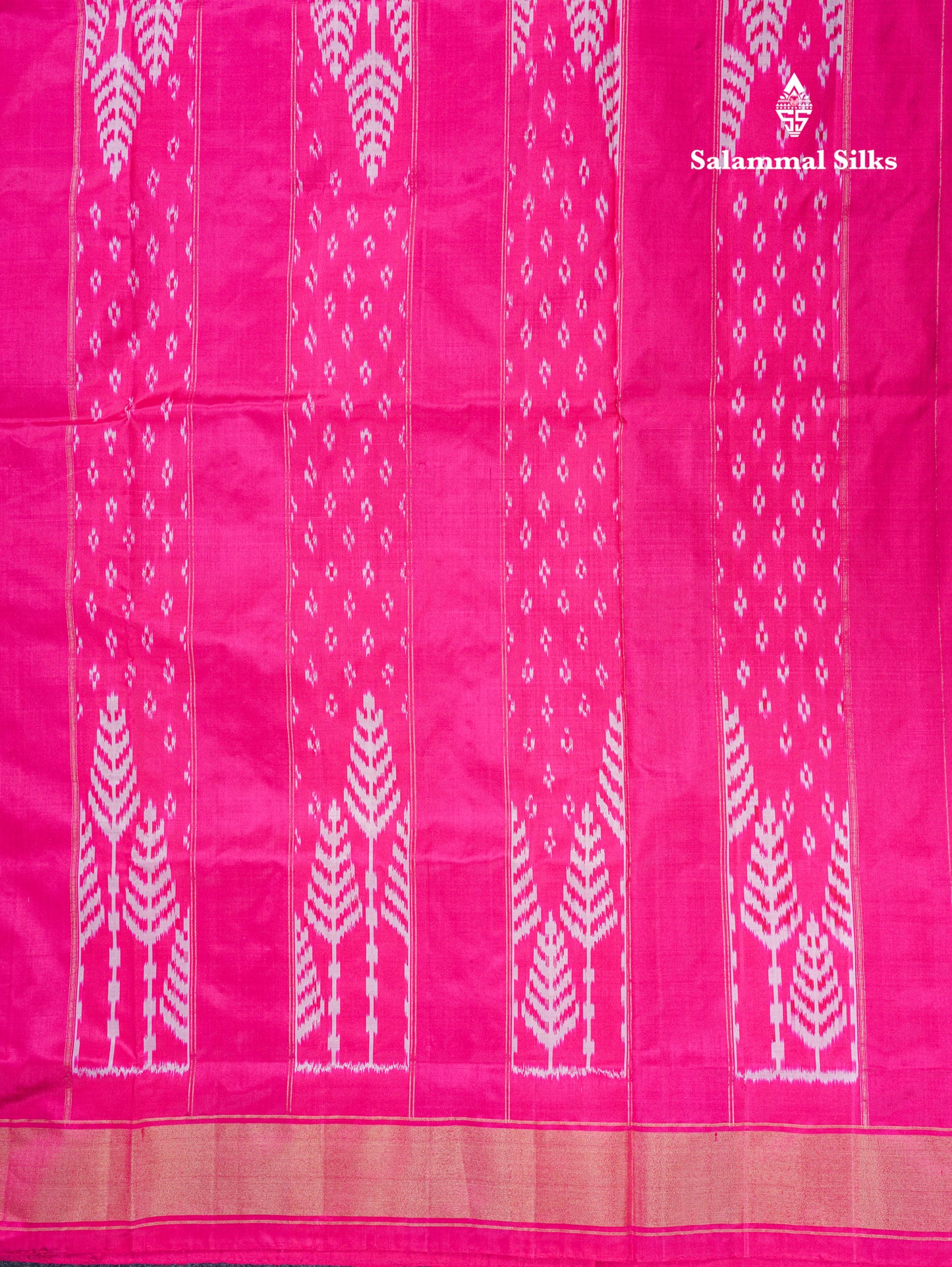 Beautiful Baby Pink Pochampalli Pure Kanjivaram Silk Saree With Contrast Pink Border