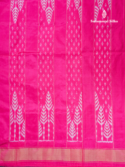 Beautiful Baby Pink Pochampalli Pure Kanjivaram Silk Saree With Contrast Pink Border