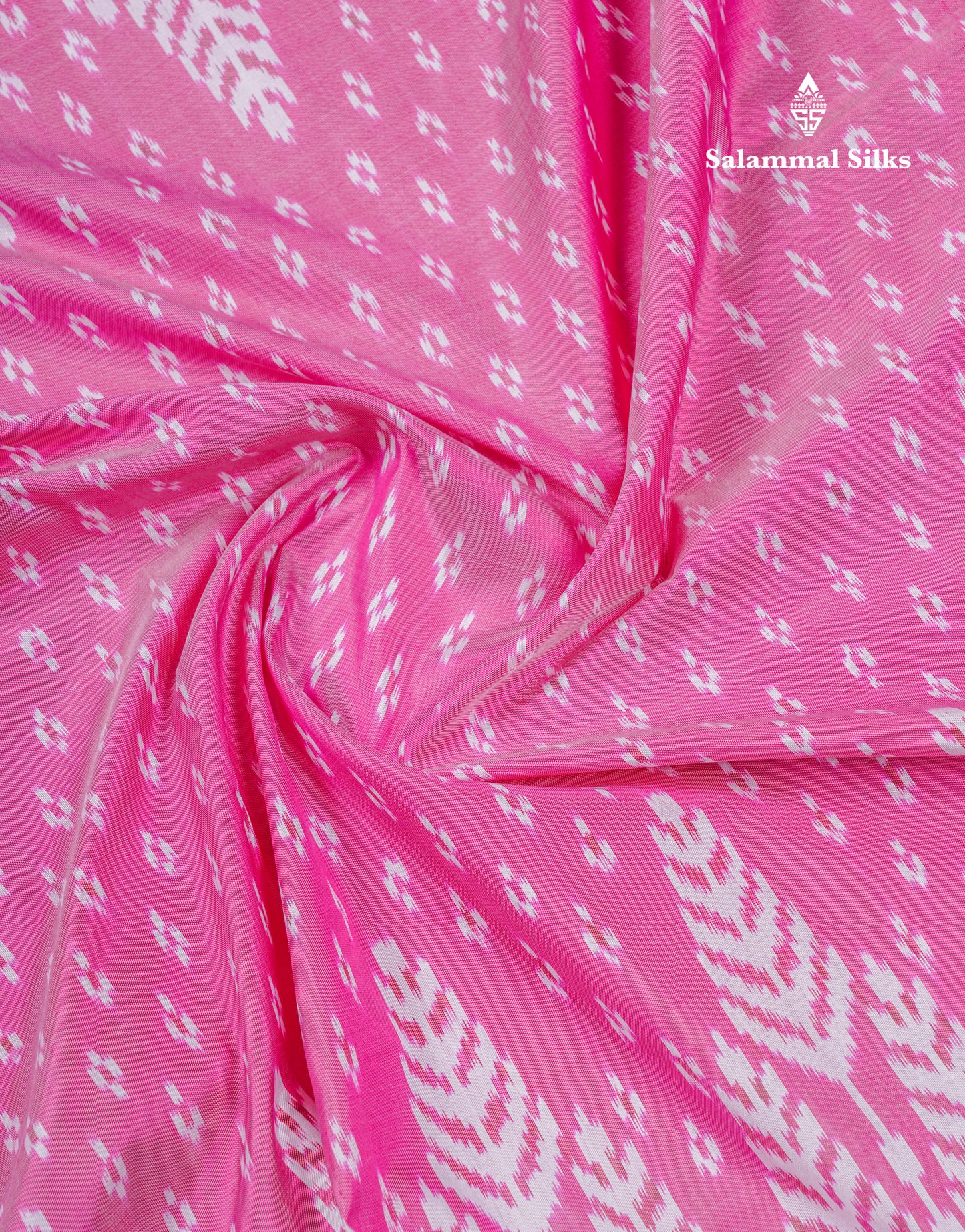 Beautiful Baby Pink Pochampalli Pure Kanjivaram Silk Saree With Contrast Pink Border