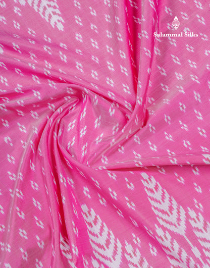 Beautiful Baby Pink Pochampalli Pure Kanjivaram Silk Saree With Contrast Pink Border