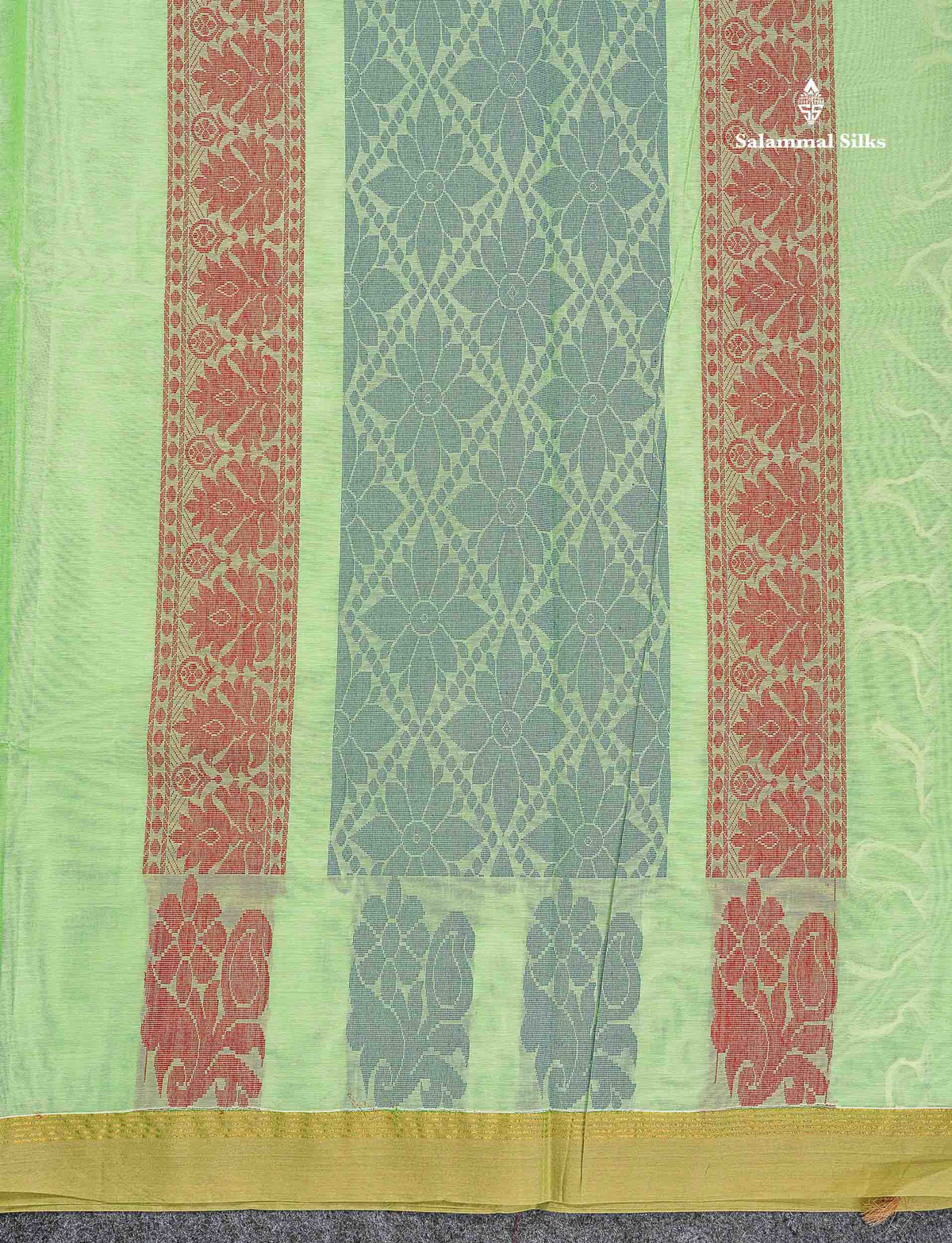 Pure Cotton Saree - Cream Yellow Colour Body Thread Work Butta With Temple Border