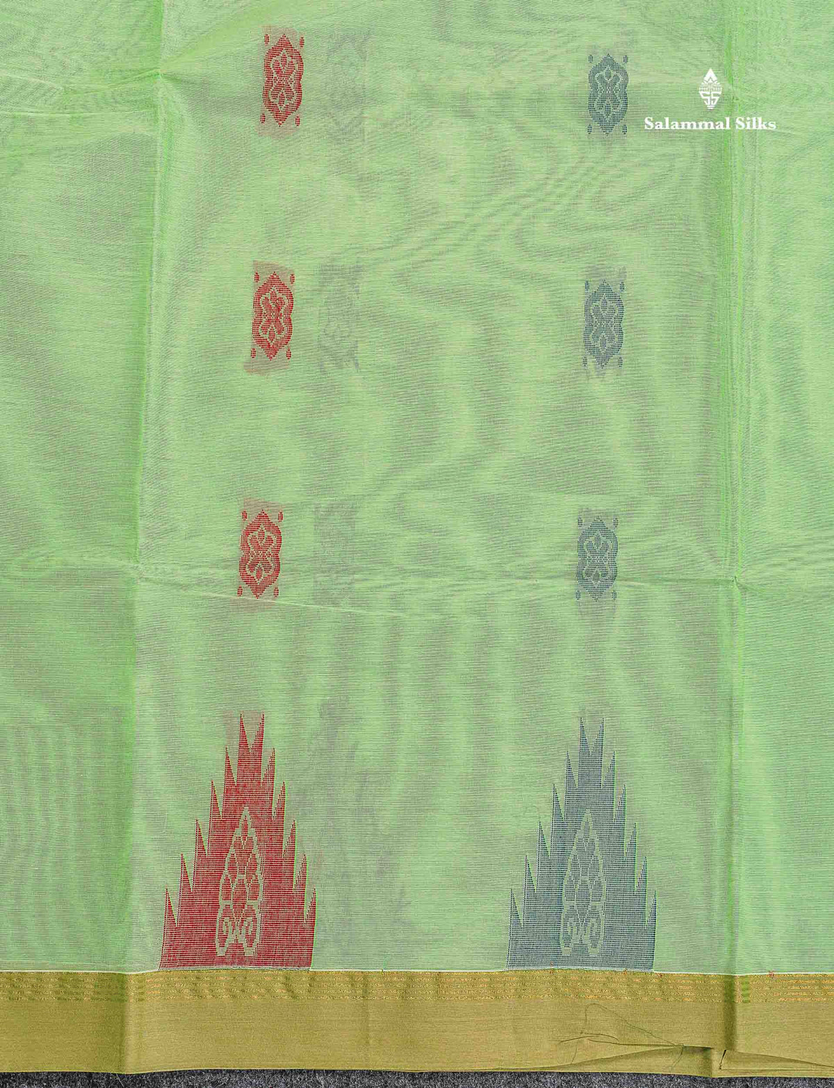 Pure Cotton Saree - Cream Yellow Colour Body Thread Work Butta With Temple Border