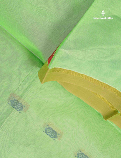 Pure Cotton Saree - Cream Yellow Colour Body Thread Work Butta With Temple Border