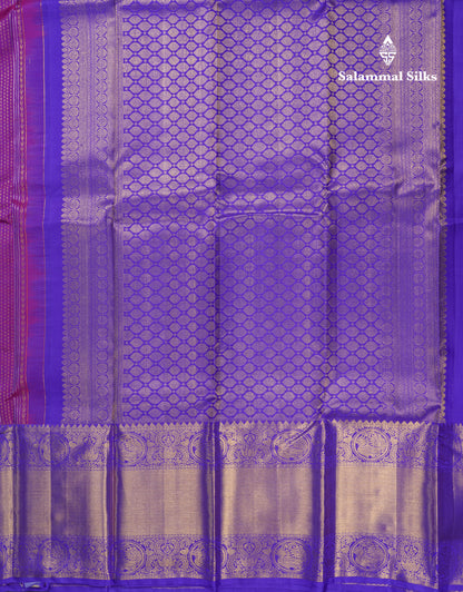 Dual Tone Purple Pure Kanjivaram Silk Saree With Contrast Violet Traditional Evening Morning Border