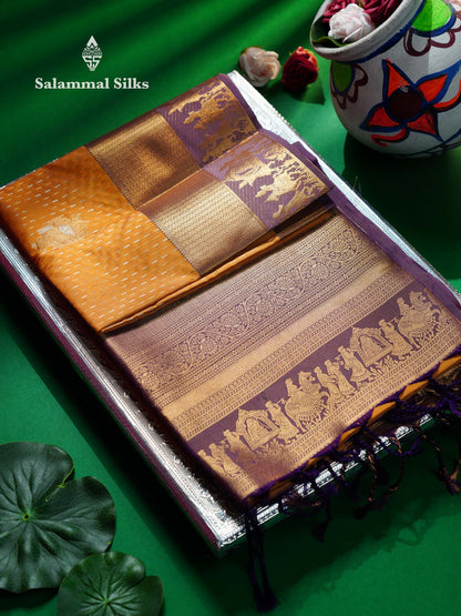 Beautiful Dark Purple Silver & Gold Zari  Semi Soft Silk Saree With Contrast Bottle Green Traditional Pallaku  Evening Morning Border