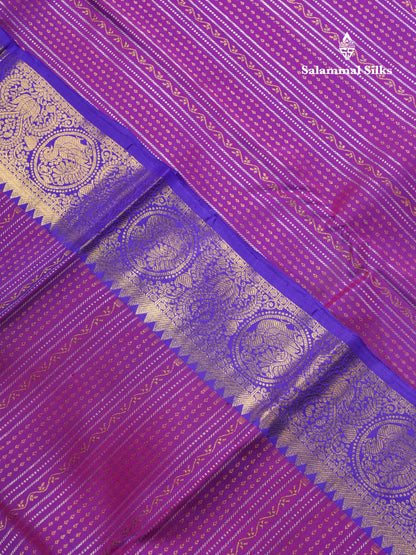 Dual Tone Purple Pure Kanjivaram Silk Saree With Contrast Violet Traditional Evening Morning Border