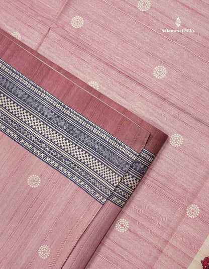 Beautiful Light Chocolate Semi Tussar Fancy Saree With Contrast Light Maroon Blouse
