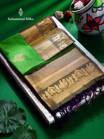Beautiful Maroon Silver & Gold Zari Semi Soft Silk Saree With Contrast Bottle Green Traditional Pallaku  Evening Morning Border