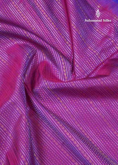 Dual Tone Purple Pure Kanjivaram Silk Saree With Contrast Violet Traditional Evening Morning Border