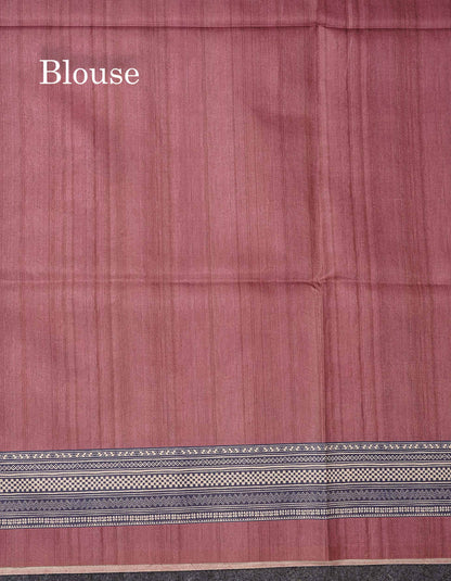 Beautiful Light Chocolate Semi Tussar Fancy Saree With Contrast Light Maroon Blouse