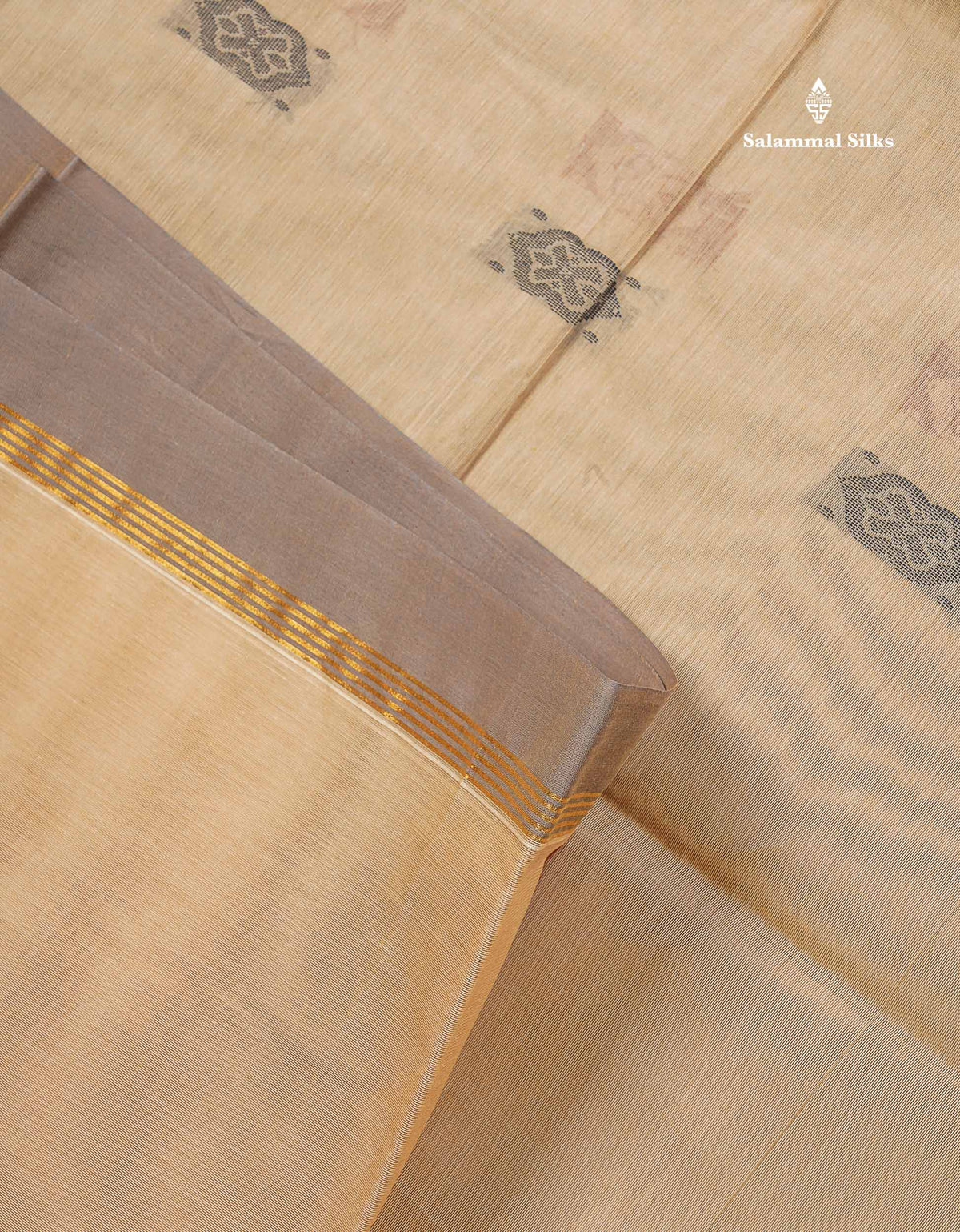 Pure Cotton Saree - Cream Yellow Colour Body Thread Work Butta With Temple Border