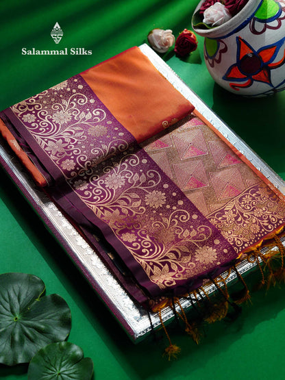 Beautiful Manthulir Yellow Semi Silk Saree With Contrast Pink Fancy Border