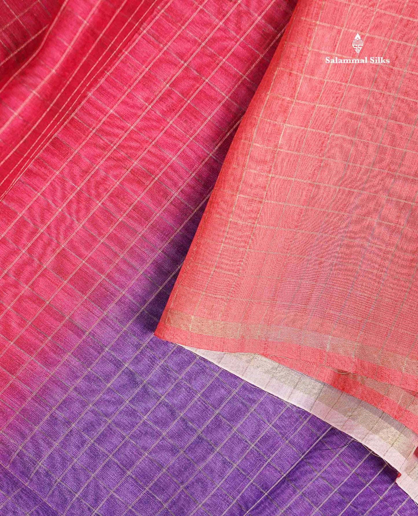 Beautiful Multicolour Checks Fancy Cotton Mix Saree With Contrast Kalamkari Blouse