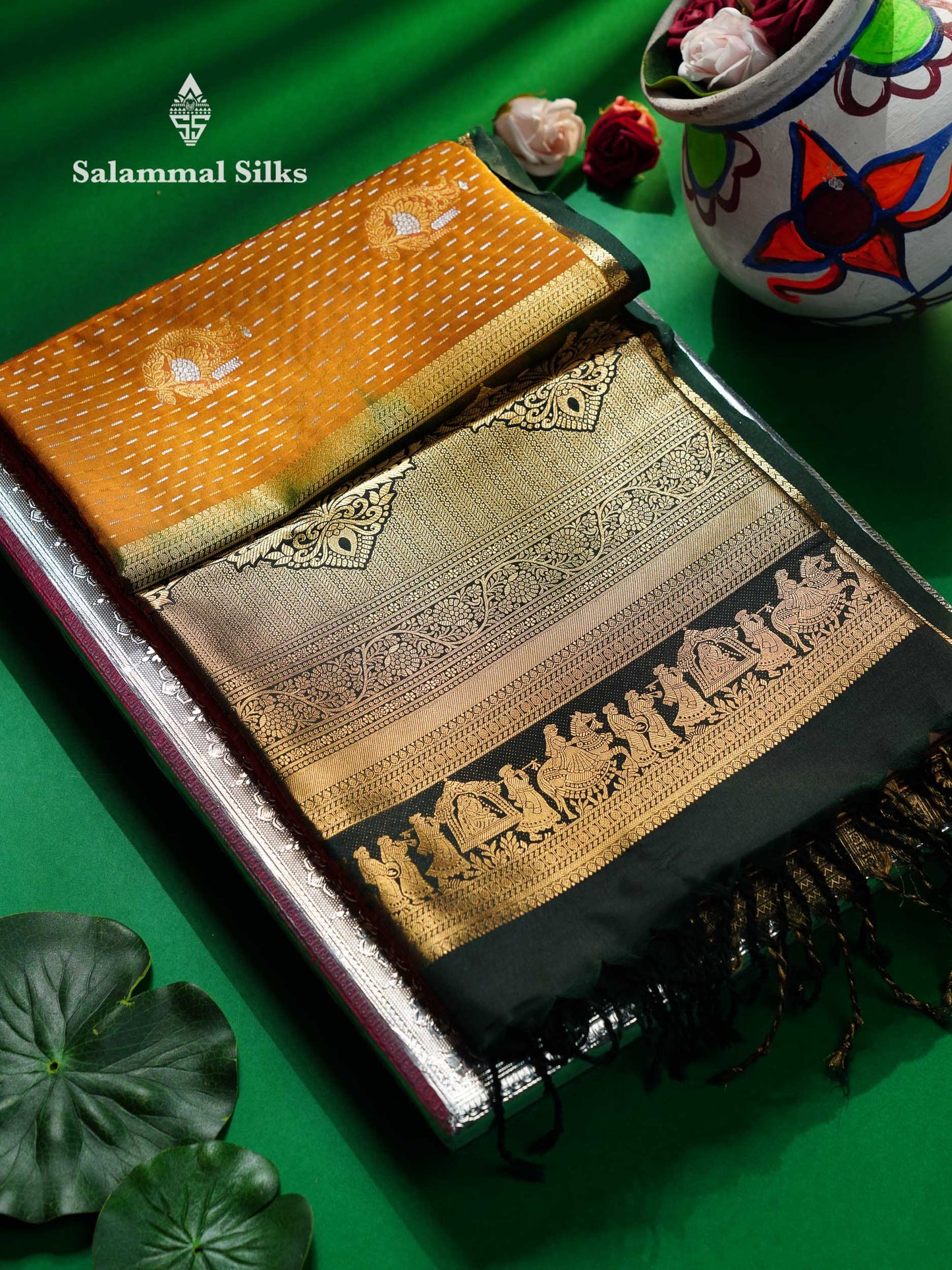 Beautiful Dark Purple Silver & Gold Zari  Semi Soft Silk Saree With Contrast Bottle Green Traditional Pallaku  Evening Morning Border
