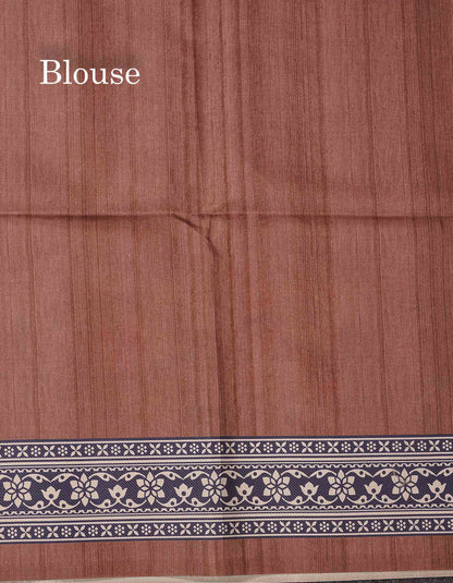 Beautiful Light Chocolate Semi Tussar Fancy Saree With Contrast Brown Blouse