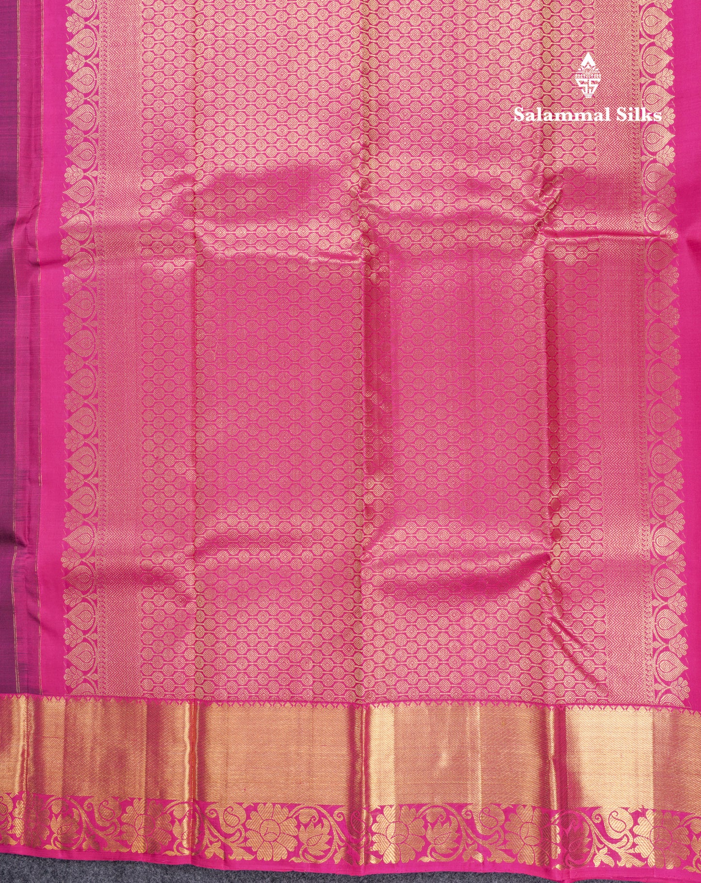 Magenta Pure Kanjivaram Silk Saree With Contrast Pink Evening Morning Border