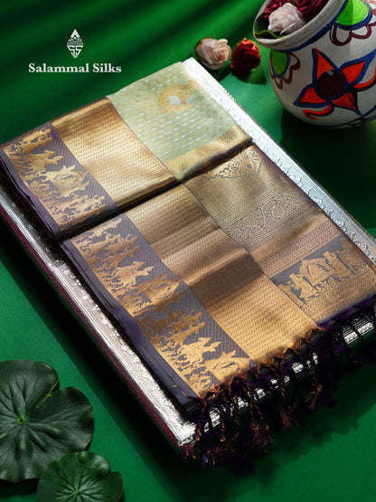Beautiful Maroon Silver & Gold Zari Semi Soft Silk Saree With Contrast Bottle Green Traditional Pallaku  Evening Morning Border