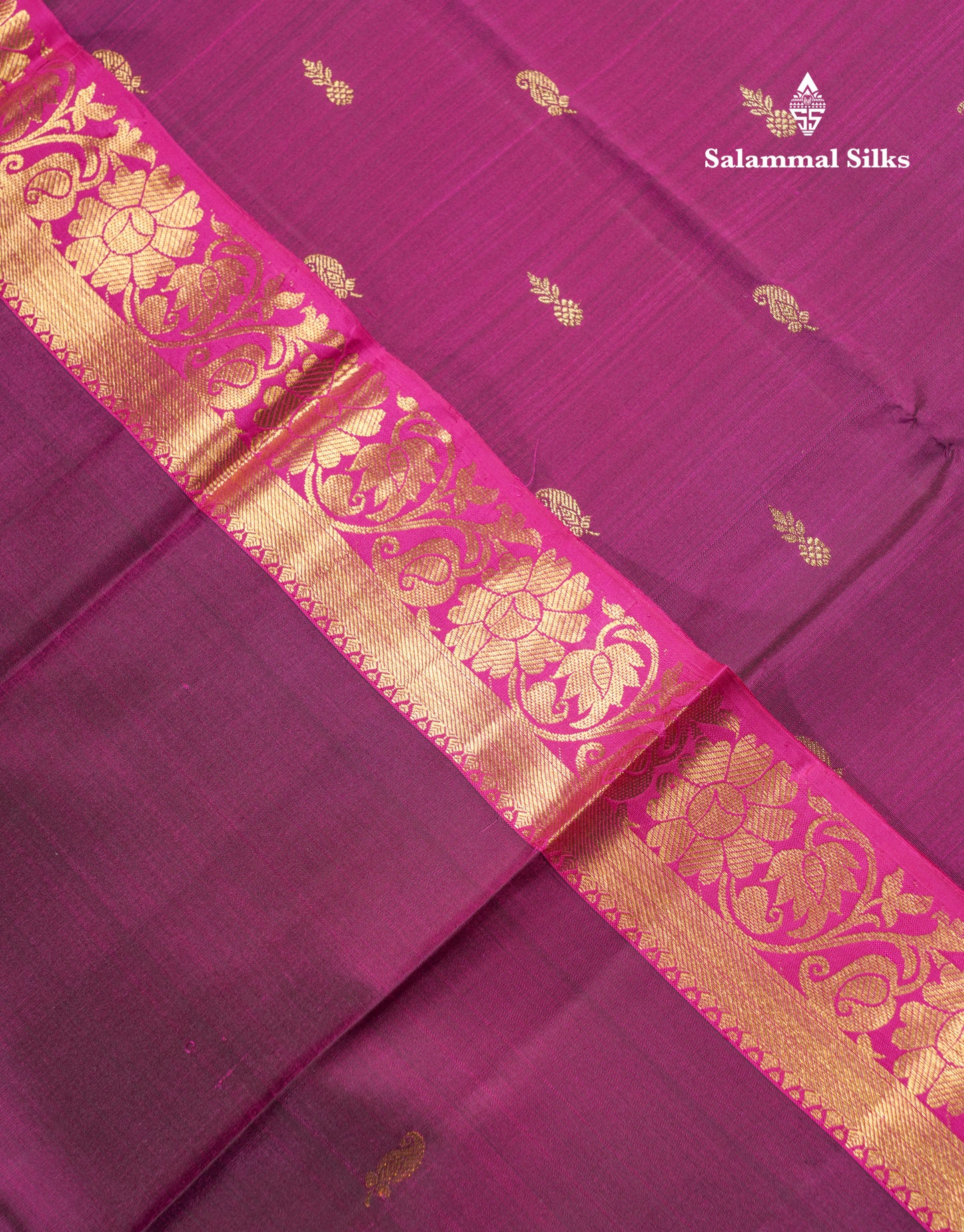 Magenta Pure Kanjivaram Silk Saree With Contrast Pink Evening Morning Border