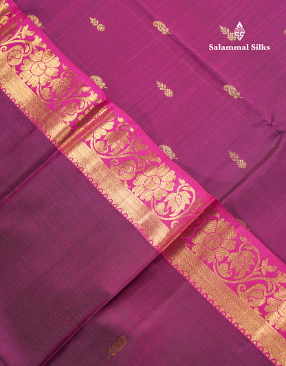 Magenta Pure Kanjivaram Silk Saree With Contrast Pink Evening Morning Border