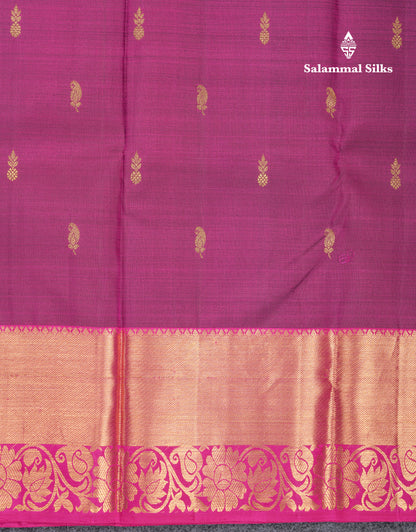 Magenta Pure Kanjivaram Silk Saree With Contrast Pink Evening Morning Border