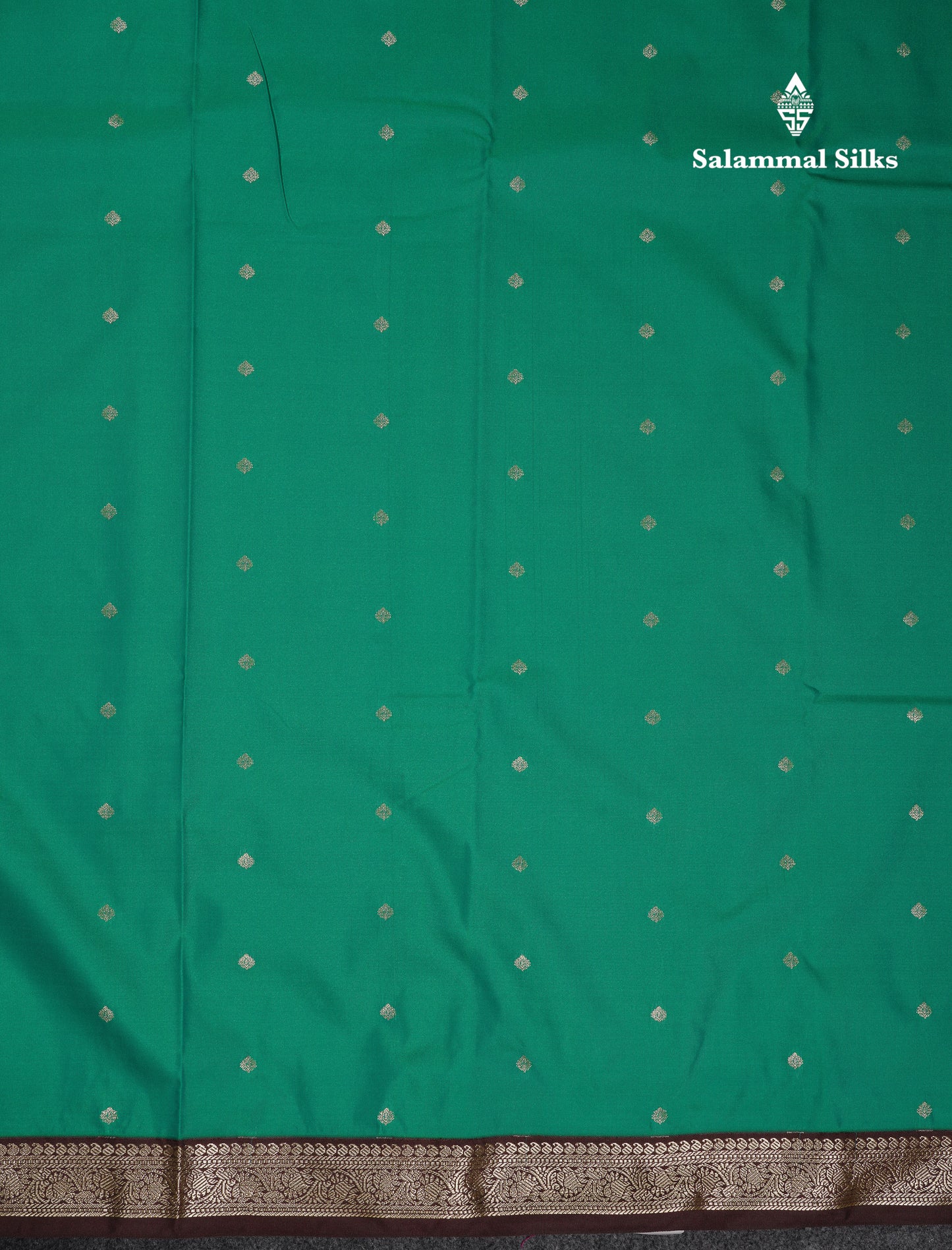 Beautiful Peacock Green Semi Silk Saree With Contrast Dark Brown Traditional Small Border
