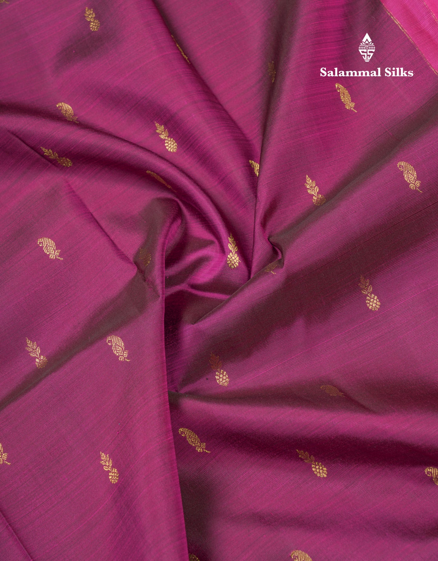 Magenta Pure Kanjivaram Silk Saree With Contrast Pink Evening Morning Border