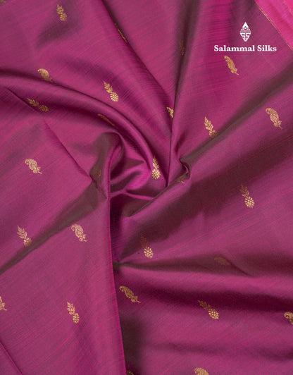 Magenta Pure Kanjivaram Silk Saree With Contrast Pink Evening Morning Border