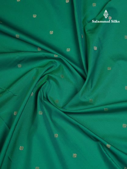 Beautiful Peacock Green Semi Silk Saree With Contrast Dark Brown Traditional Small Border