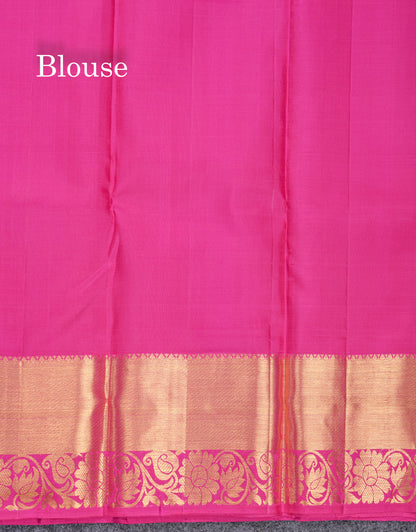 Magenta Pure Kanjivaram Silk Saree With Contrast Pink Evening Morning Border