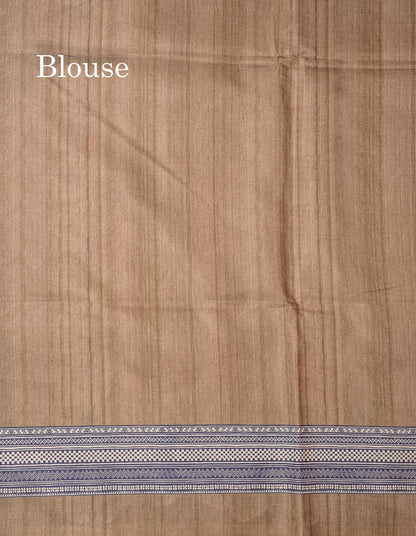 Beautiful Sandal Printed Semi Tussar Saree With Fancy Border