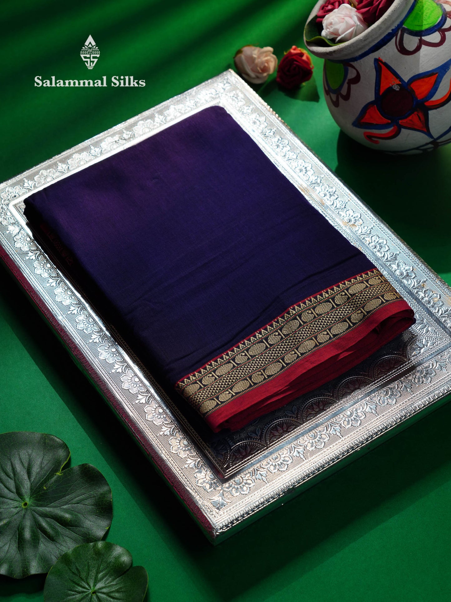 Beautiful Dark Maroon Plain Pure Cotton Saree With Contrast Maroon Traditional Border