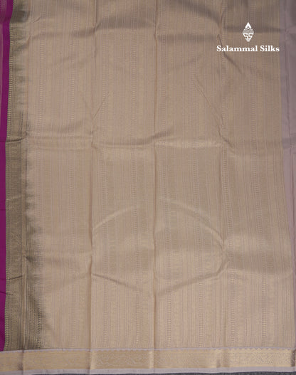 Beautiful Magenta Semi Silk Saree With Contrast Cream Sandal Traditional Small Border