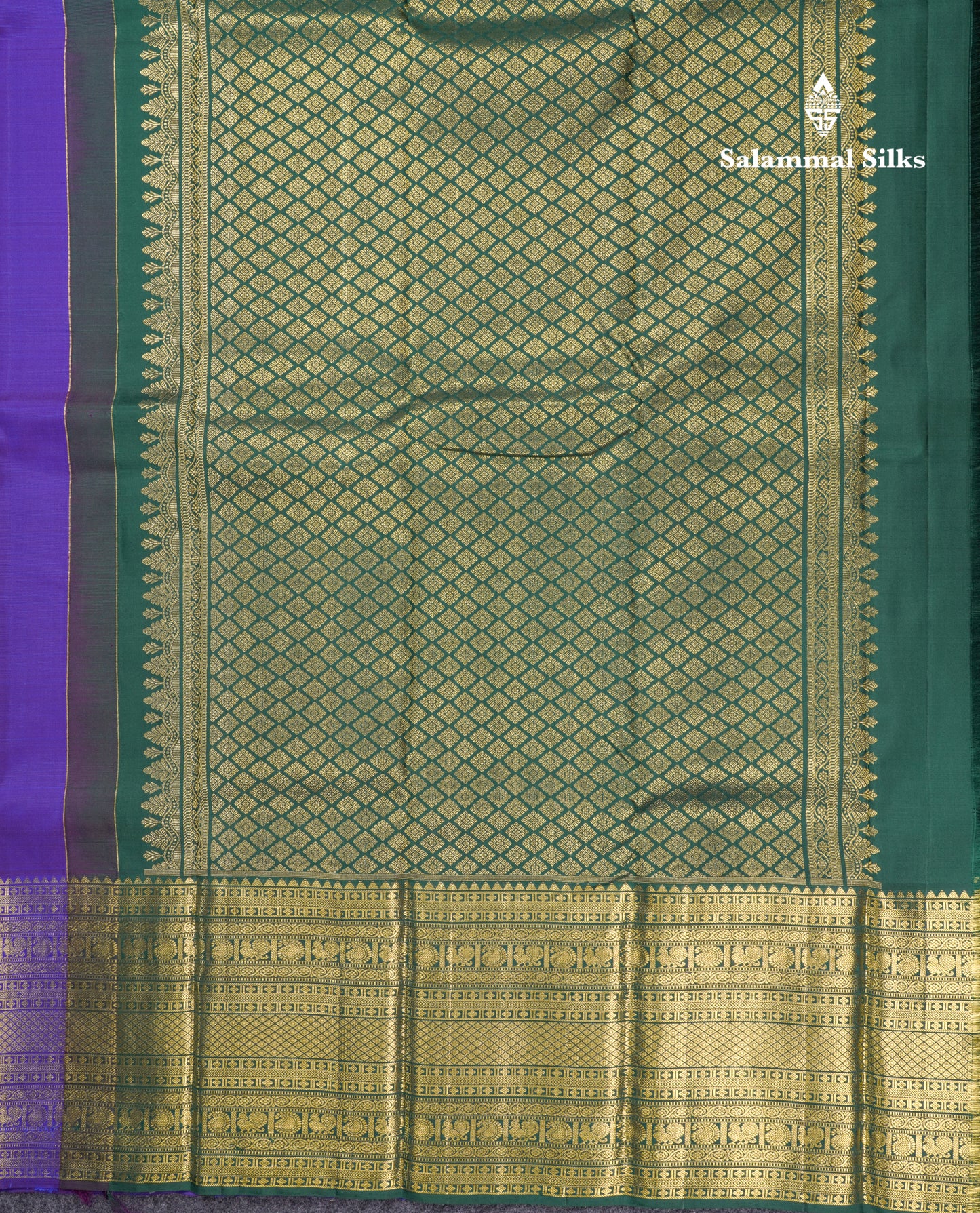 Dual Tone Violet Pure Kanjivaram Silk Saree With Traditional Evening Morning Border