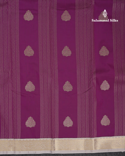 Beautiful Magenta Semi Silk Saree With Contrast Cream Sandal Traditional Small Border