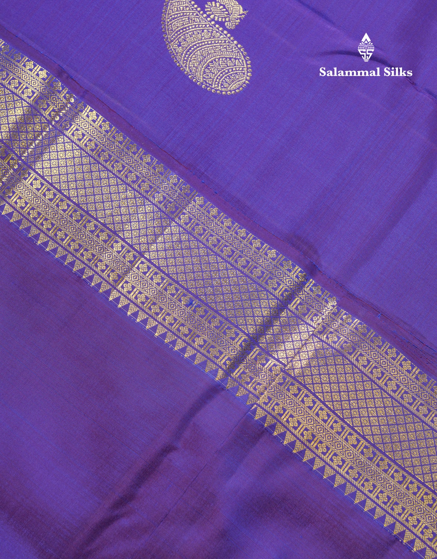 Dual Tone Violet Pure Kanjivaram Silk Saree With Traditional Evening Morning Border