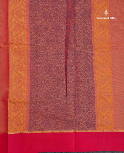 Pure Cotton Saree - Dual Tone Pink Colour Body Thread Work Butta With Pink Plain Border