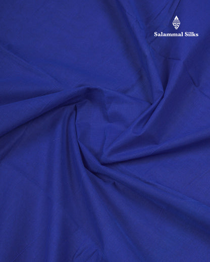 Beautiful Royal Blue Plain Pure Cotton Saree With Traditional Paalum Pazham Checks Border