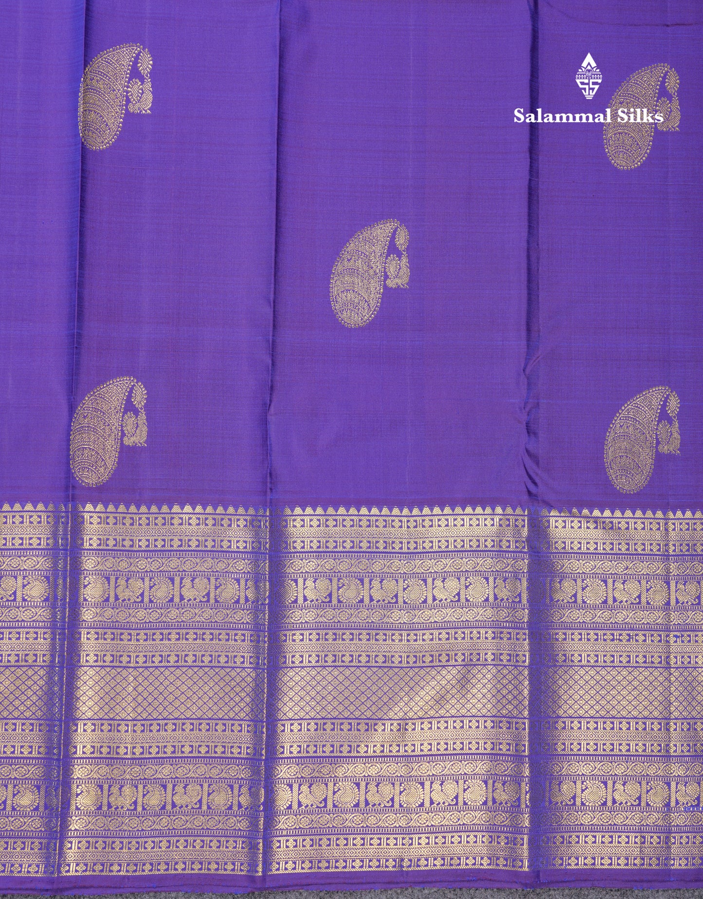 Dual Tone Violet Pure Kanjivaram Silk Saree With Traditional Evening Morning Border