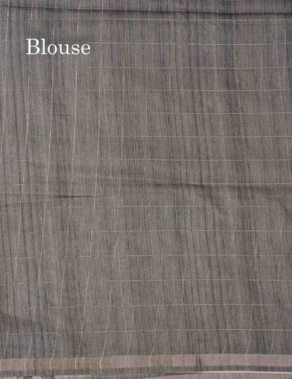 Beautiful Half White Checks With Floral Design Semi Tussar Saree With Contrast Maroon Blouse