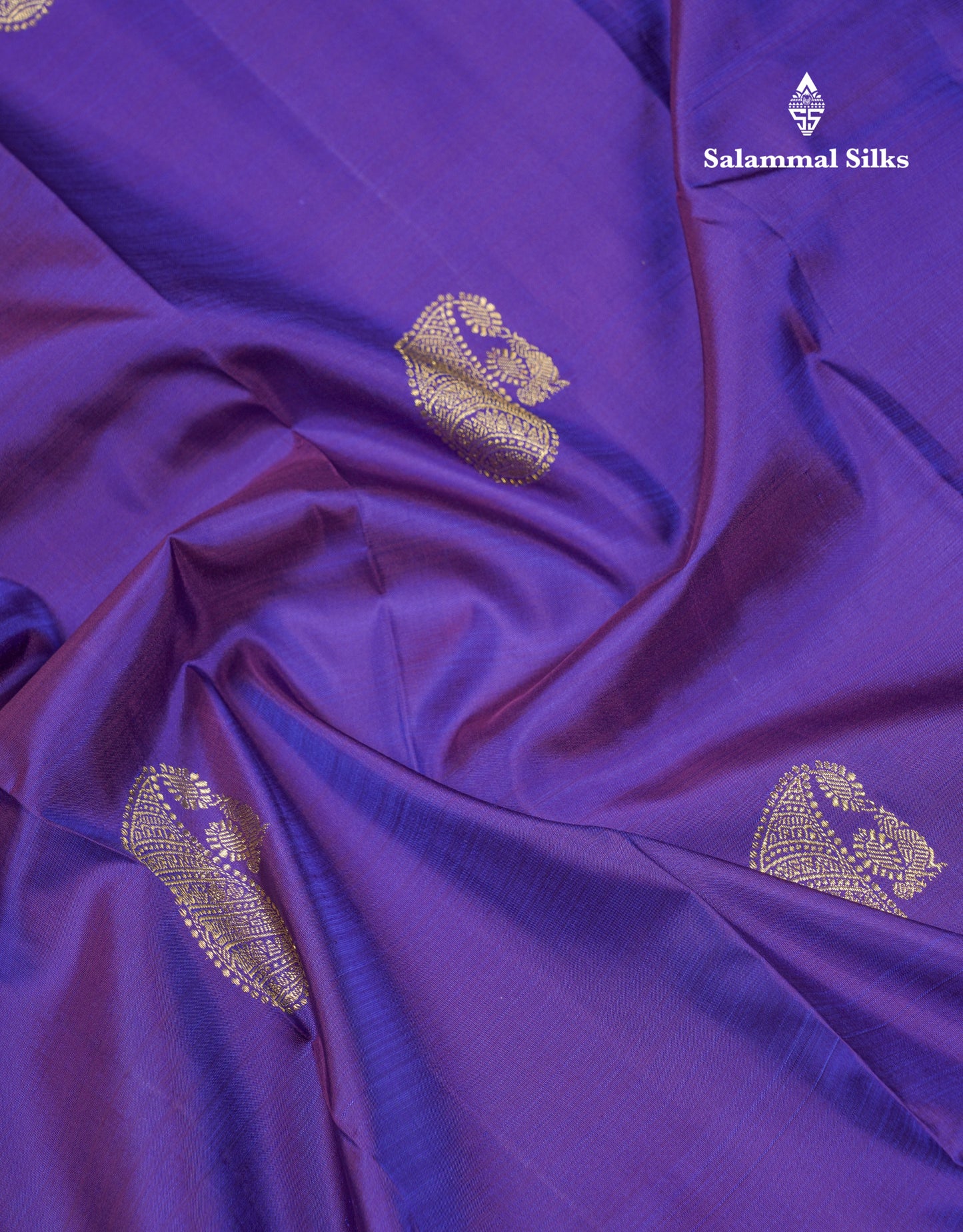 Dual Tone Violet Pure Kanjivaram Silk Saree With Traditional Evening Morning Border