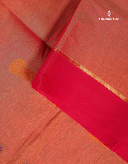 Pure Cotton Saree - Dual Tone Pink Colour Body Thread Work Butta With Pink Plain Border