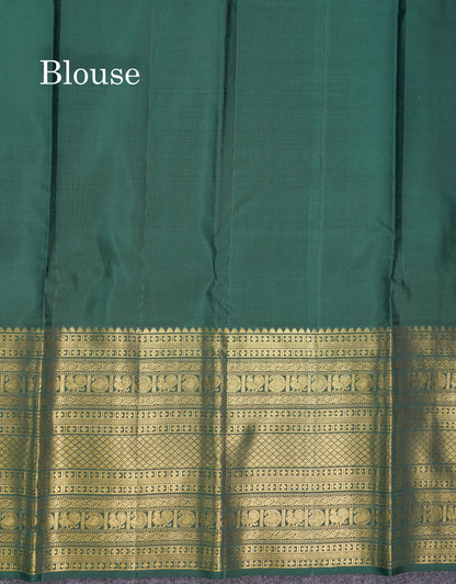 Dual Tone Violet Pure Kanjivaram Silk Saree With Traditional Evening Morning Border